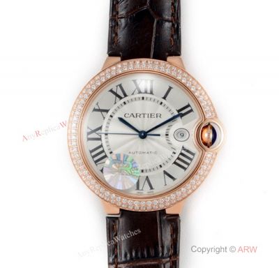 CRF Swiss Grade 1 Ballon Bleu De Cartier Copy Watch Brown Leather Strap